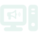 computer with a horn in middle icon
